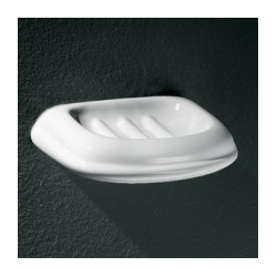 Jabonera sencilla fabricada en porcelana vitrificada blanca