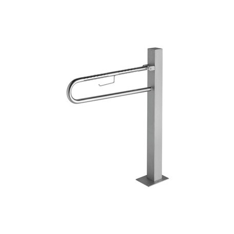 Asidero abatible fabricado en acero inoxidable sobre pedestal acabado satinado medida del asidero 80cm